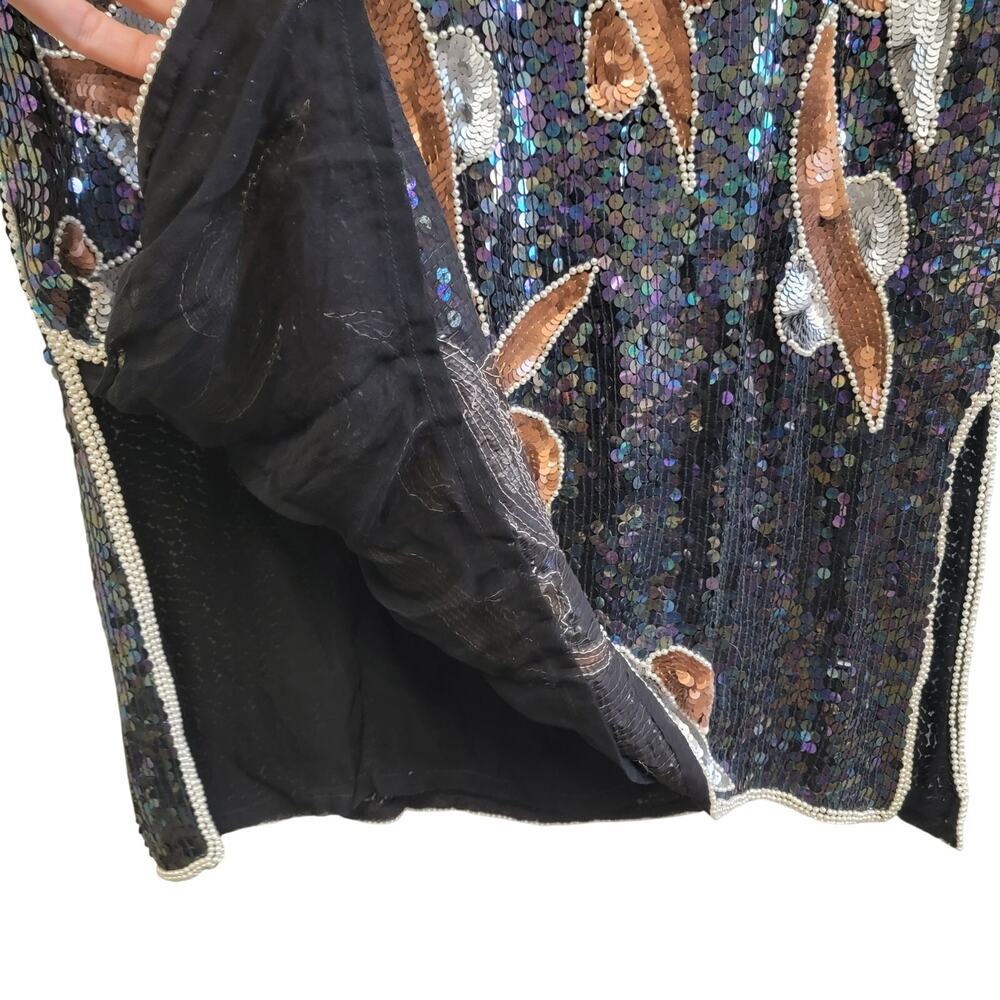 Gorgeous Sequin Sheath Dress | Modest Glam Vintage Silk - Picture 4 of 12